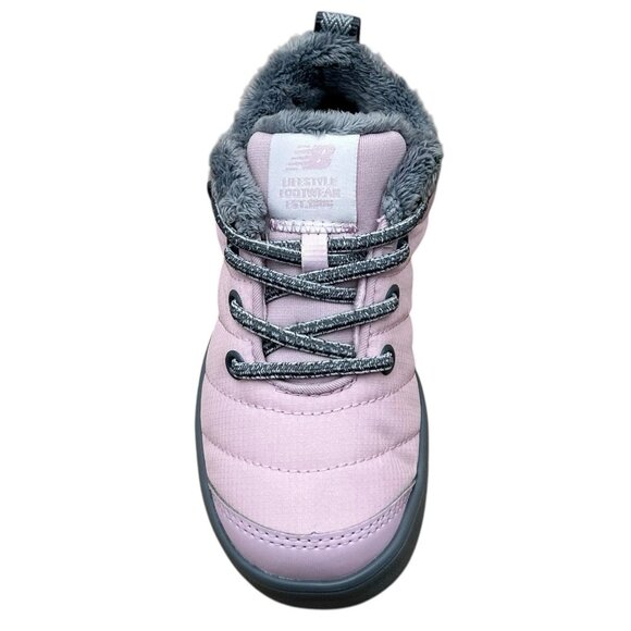 New Balance Little Girls Faux Fur Winter Sneaker Size 11 Light Pink Gray Wide - Picture 6 of 16
